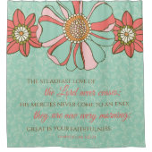 バイブルバースアクア&ピンクレトロフローラ シャワーカーテン (正面)