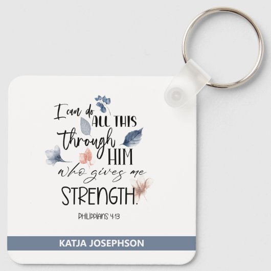 バイブルパーソナライズされたの詩の丸いキーチェーン キーホルダー (裏面)