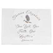 バイブルパーソナライズされたバプティスマル ラージペーパーバッグ (裏面)