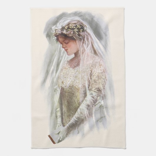 バイブルビクトリアンハリソン・フィッシャーのヴィンテージ花嫁 キッチンタオル (縦)