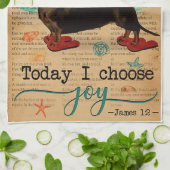 バイブルビーチライフジョイダックスフントバーティカル キッチンタオル (折り畳み)