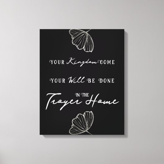 バイブルモダン引用文祈りの言葉パーソナライズされたファミリー名 キャンバスプリント (正面)