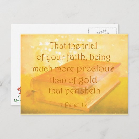 バイブル大切よりも金ゴールド聖なる書物、 経典 ポストカード (正面/裏面)