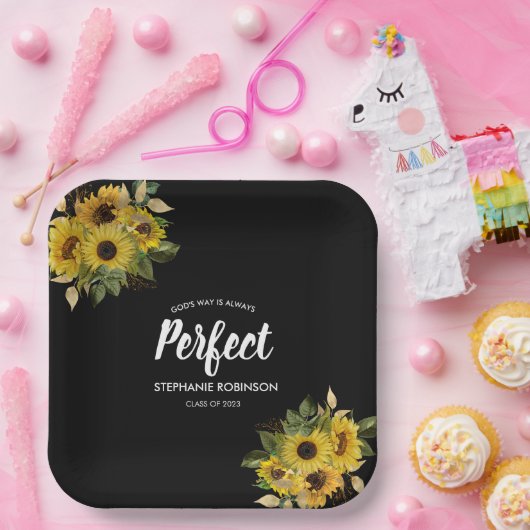 バイブル引用文ひまわりモダン ペーパープレート (パーティー)