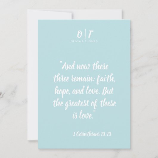 バイブル引用文ウィンターブルーベリーエレガントな結婚式 招待状 (正面)