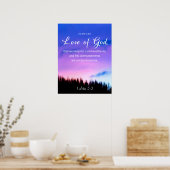 バイブル引用文愛の神パープル ポスター (キッチン)