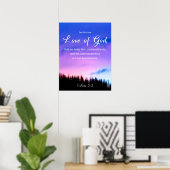 バイブル引用文愛の神パープル ポスター (ホームオフィス)