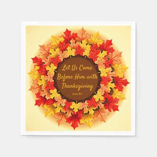 バイブル引用文紅葉感謝祭スモール スタンダードカクテルナプキン (正面)