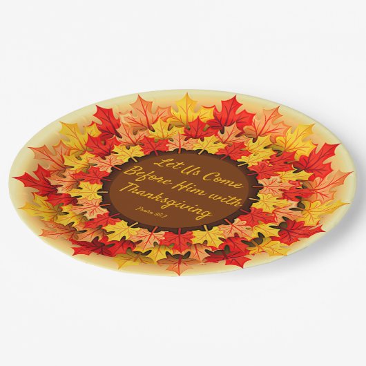 バイブル引用文紅葉感謝祭9" ペーパープレート (アングル)
