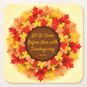 バイブル引用文紅葉感謝祭 スクエアペーパーコースター (正面)