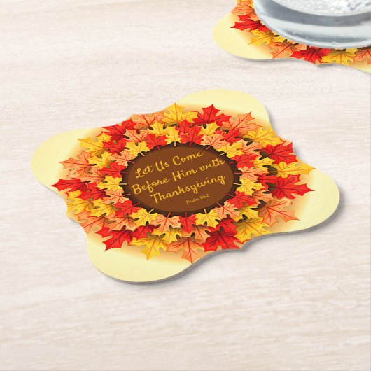 バイブル引用文紅葉感謝祭 ペーパーコースター (アングル)
