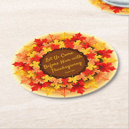 バイブル引用文紅葉感謝祭 ラウンドペーパーコースター