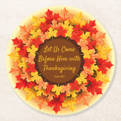 バイブル引用文紅葉感謝祭 ラウンドペーパーコースター (正面)
