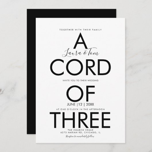 バイブル感動的スクリプトタイポグラフィ結婚ズ 招待状 (正面/裏面)