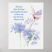 バイブル感動的ローマ8:28引用文蝶 ポスター (正面)