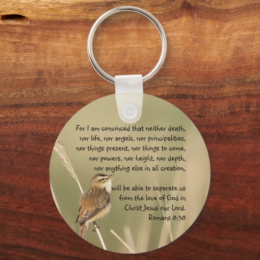 バイブル感動的聖なる書物、 経典引用文ローマ8:38 キーホルダー (正面)