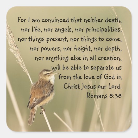 バイブル感動的聖なる書物、 経典引用文ローマ8:38 スクエアシール (正面)