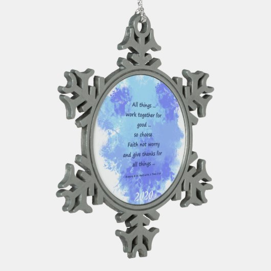 バイブル感動的聖なる書物、 経典引用文 スノーフレークピューターオーナメント (左)