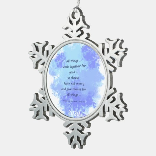 バイブル感動的聖なる書物、 経典引用文 スノーフレークピューターオーナメント (右)