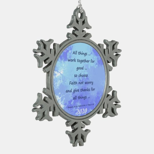 バイブル感動的聖なる書物、 経典引用文 スノーフレークピューターオーナメント (左)