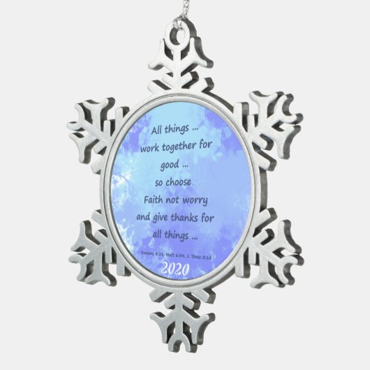 バイブル感動的聖なる書物、 経典引用文 スノーフレークピューターオーナメント (右)
