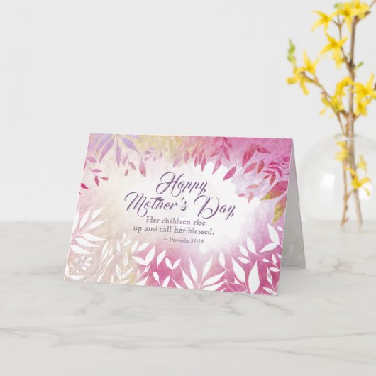 バイブル感動的聖句ピンクフローラ母の日 カード (黄色い花)