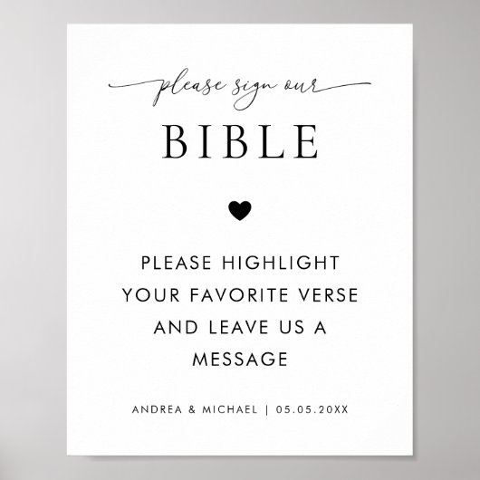 バイブル招聘新郎新婦祈りの言葉結婚のサイン ポスター (正面)
