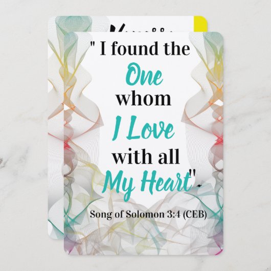 バイブル数々のの詩の色の結婚式招待状カード 招待状 (正面/裏面)