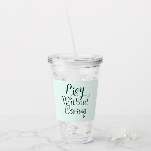 バイブル祈バースキリスト教祈りの言葉ライトグリーン アクリルタンブラー (アイス正面)