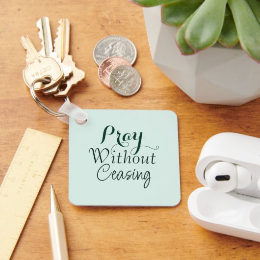 バイブル祈バースキリスト教祈りの言葉ライトグリーン キーホルダー (デスク)