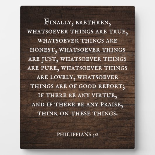 バイブル素朴ス感動的のピリピ4:8 フォトプラーク (正面)