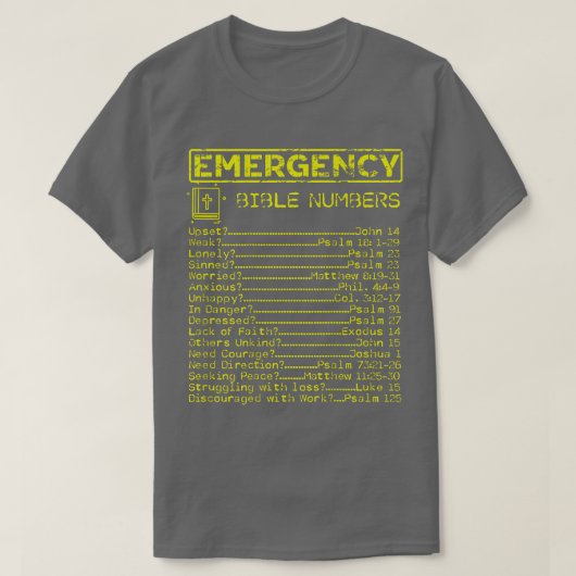 バイブル緊急ホットライン番号プリント背面 Tシャツ (デザイン正面)