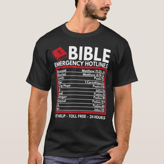 バイブル緊急番号ホットラインクリスチャン信仰W Tシャツ (正面)