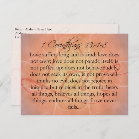 バイブル聖なる書物、 経典ラブスクリプトonオレンジヴィンテージ ポストカード (正面/裏面)