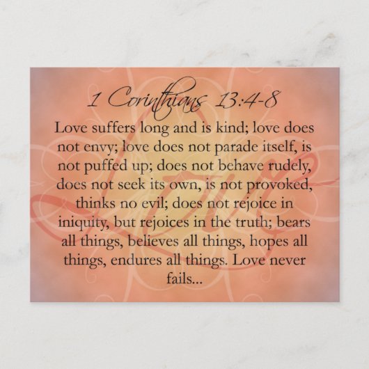 バイブル聖なる書物、 経典ラブスクリプトonオレンジヴィンテージ ポストカード (正面)