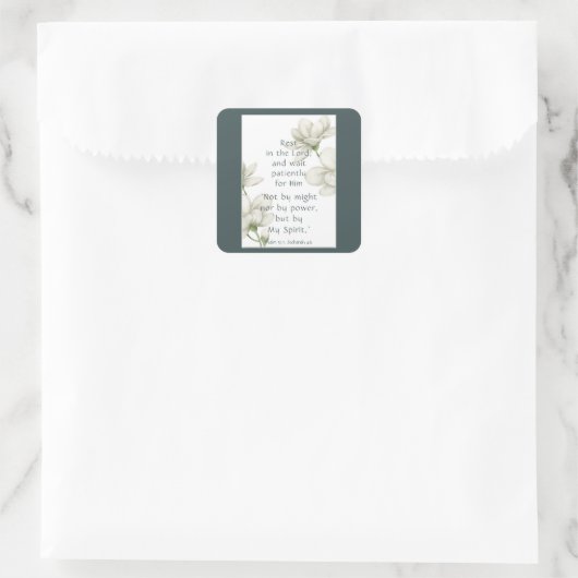 バイブル聖なる書物、 経典勇気付けられる引用文ホワイトフラワー スクエアシール (バッグ)