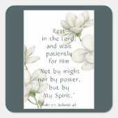 バイブル聖なる書物、 経典勇気付けられる引用文ホワイトフラワー スクエアシール (正面)