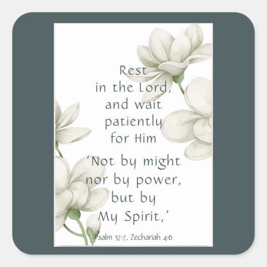 バイブル聖なる書物、 経典勇気付けられる引用文ホワイトフラワー スクエアシール (正面)