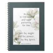 バイブル聖なる書物、 経典勇気付けられる引用文ホワイトフラワー ノートブック (正面)