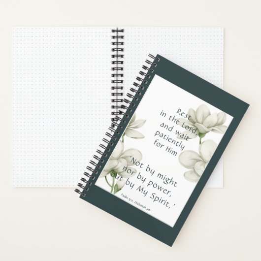 バイブル聖なる書物、 経典勇気付けられる引用文ホワイトフラワー ノートブック (内側)