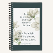 バイブル聖なる書物、 経典勇気付けられる引用文ホワイトフラワー ノートブック (正面)