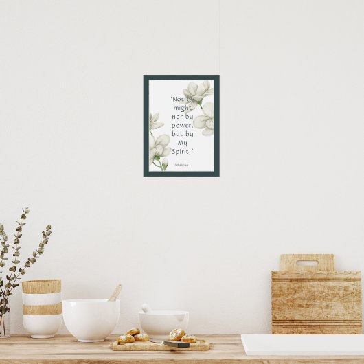 バイブル聖なる書物、 経典勇気付けられる引用文ホワイトフラワー ポスター (キッチン)