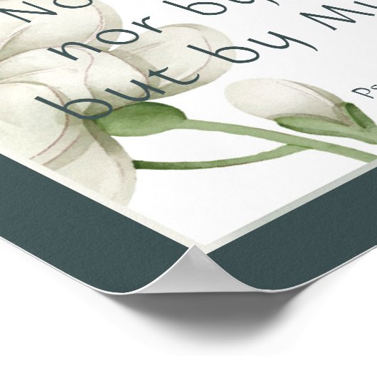 バイブル聖なる書物、 経典勇気付けられる引用文ホワイトフラワー ポスター (角)