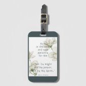 バイブル聖なる書物、 経典勇気付けられる引用文ホワイトフラワー ラゲッジタグ (正面縦)