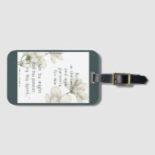 バイブル聖なる書物、 経典勇気付けられる引用文ホワイトフラワー ラゲッジタグ (正面横)