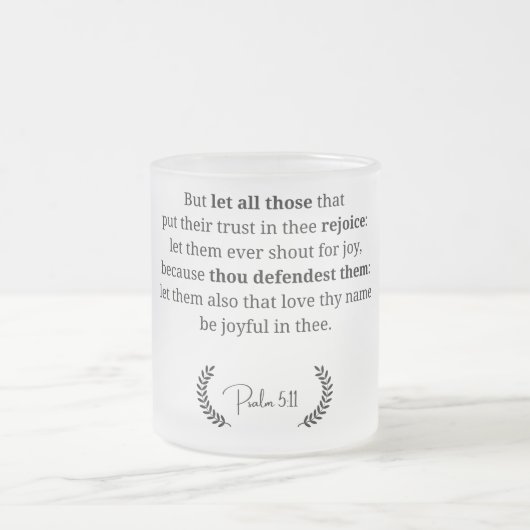 バイブル聖句すりガラスのマグカップ | 詩篇5時11分 フロストグラスビールジョッキ (中央)