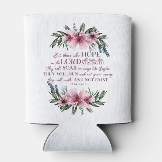 バイブル聖句イザヤ40ピンクフローラ 缶クーラー (裏面)