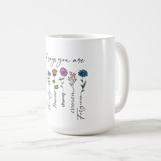 バイブル聖句インスピレーションワイルドフラワークリスチャン引用文 コーヒーマグカップ (正面右)