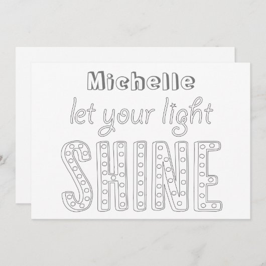 バイブル聖句カラーリングカード – あなたの光を輝かせなさい (正面/裏面)