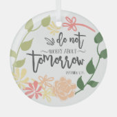 バイブル聖句キュートフラワーリースハンドレタリング ガラスオーナメント (正面)